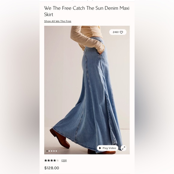Free People Catch The Sun Denim Maxi Skirt - Picture 3 of 14